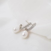 Cercei argint cu perle naturale albe si cristale cu tortita DiAmanti SK23217EL_W-G